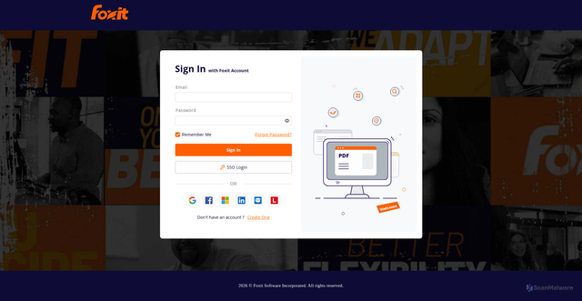 Security scan screenshot of https://login.foxitesign.foxit.com