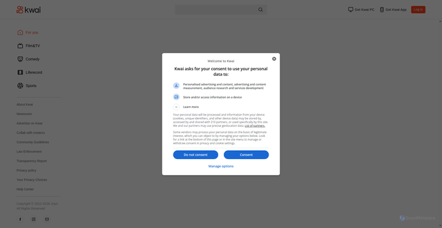 Security scan screenshot of https://kwai-video.com