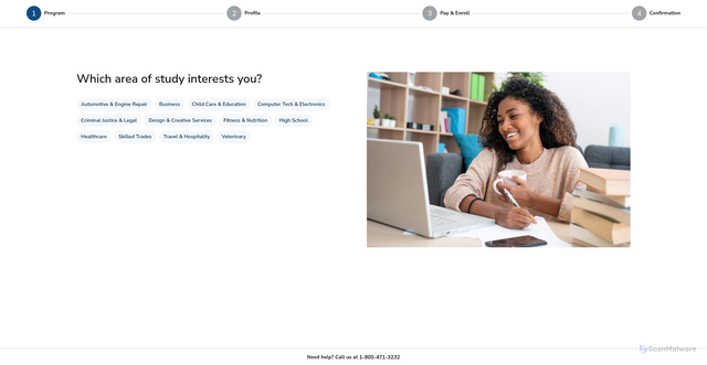 Security scan screenshot of https://enroll.pennfoster.edu