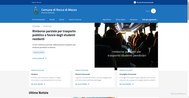 Security scan screenshot of https://www.comune.roccadimezzo.aq.it