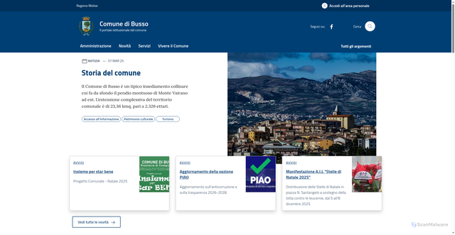 Security scan screenshot of https://www.comune.busso.cb.it/