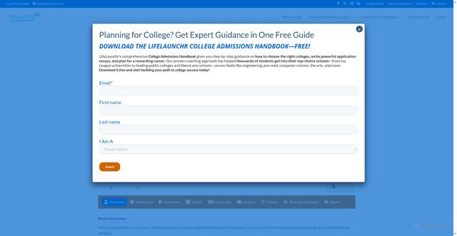 Security scan screenshot of https://www.lifelaunchr.com/user/villanovauniversity/