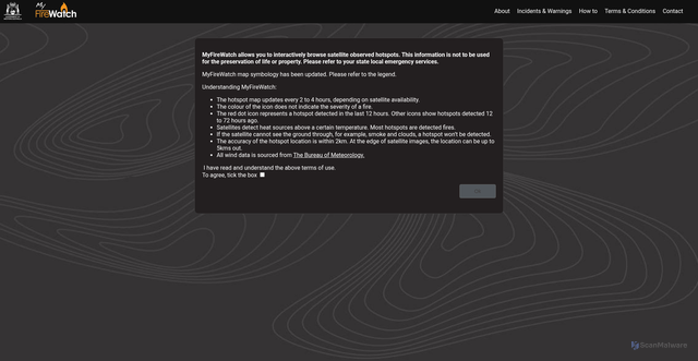 Security scan screenshot of https://myfirewatch.landgate.wa.gov.au/