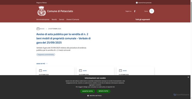 Security scan screenshot of https://www.comune.petacciato.cb.it/it