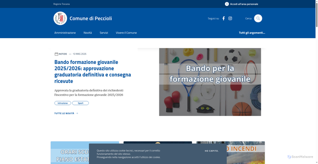 Security scan screenshot of https://www.comune.peccioli.pi.it
