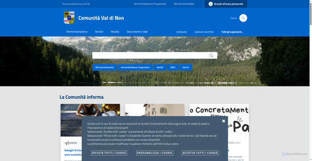 Security scan screenshot of https://www.comunitavaldinon.tn.it/