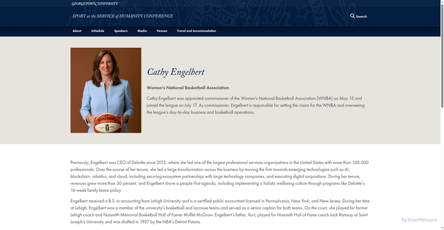 Security scan screenshot of https://sportforhumanity.georgetown.edu/people/cathy-engelbert