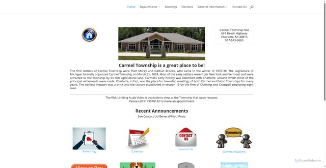 Security scan screenshot of https://carmeltownship-mi.gov/