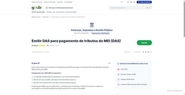 Security scan screenshot of http://portal-contribuinte.space/