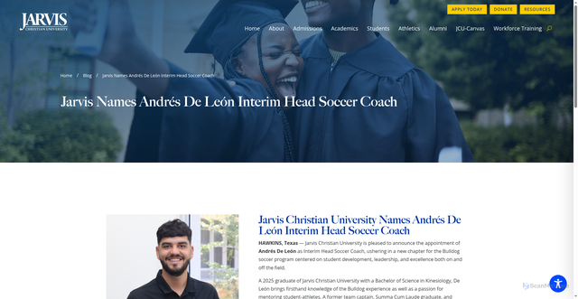 Security scan screenshot of https://www.jarvis.edu/blog/post/jarvis-names-andres-de-leon-interim-head-soccer-coach/