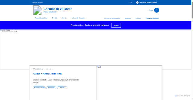 Security scan screenshot of https://comune.villabate.pa.it/