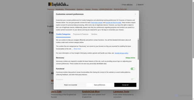 Security scan screenshot of https://englishclub.com