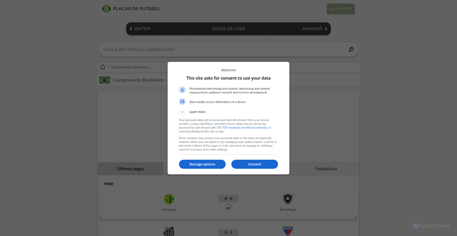 Security scan screenshot of https://www.placardefutebol.com.br/brasileirao-serie-a