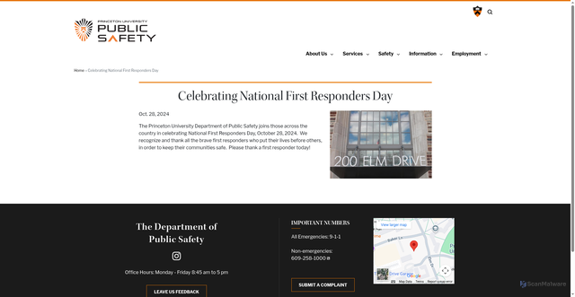 Security scan screenshot of https://publicsafety.princeton.edu/news/2024/celebrating-national-first-responders-day