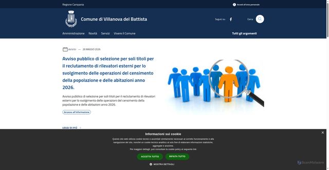 Security scan screenshot of https://www.comune.villanovadelbattista.av.it
