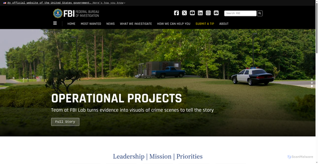 Security scan screenshot of https://www.fbi.gov/