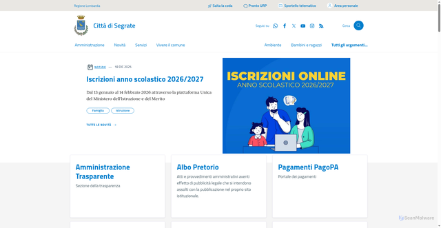 Security scan screenshot of https://www.comune.segrate.mi.it/