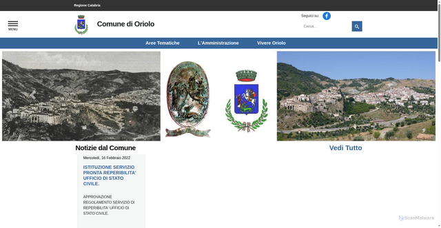 Security scan screenshot of https://www.comune.oriolo.cs.it/