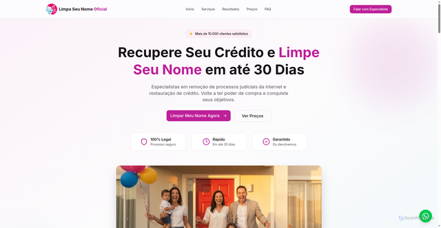 Security scan screenshot of https://limpaseunomeoficial.vercel.app