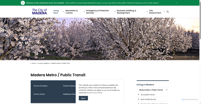Security scan screenshot of https://www.madera.gov/transit