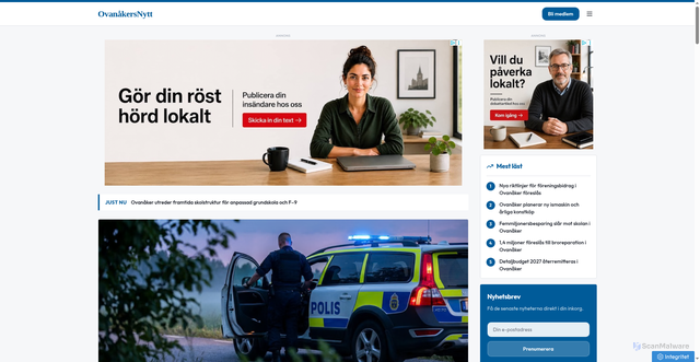 Security scan screenshot of https://xn--ovankersnytt-wcb.se