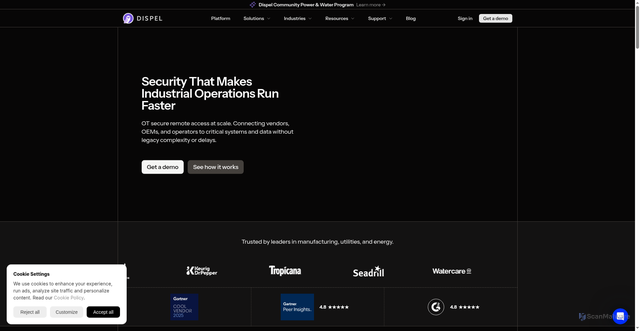 Security scan screenshot of https://dispel.io