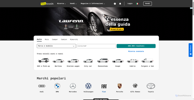 Security scan screenshot of https://autoscout24.it