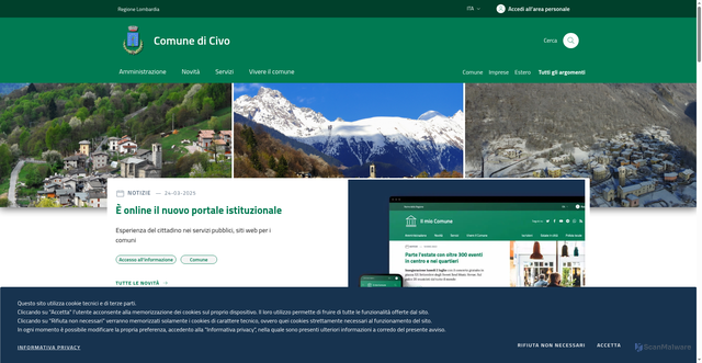 Security scan screenshot of https://www.comune.civo.so.it/