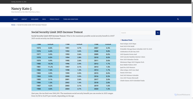 Security scan screenshot of https://nancykatoj.pages.dev/fwcy-social-security-limit-2025-increase-tomcat-rdjzq/