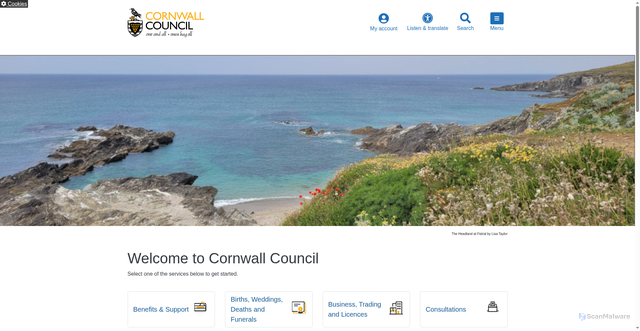 Security scan screenshot of http://www.cornwall.gov.uk/