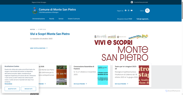 Security scan screenshot of https://www.comune.montesanpietro.bo.it/