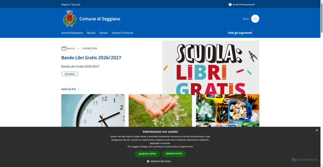 Security scan screenshot of https://www.comune.seggiano.gr.it