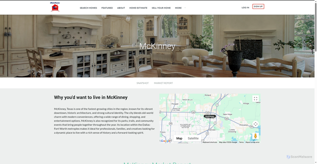 Security scan screenshot of https://www.dfwareahousehunt.com/guides/city/tx/mckinney/