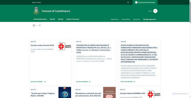 Security scan screenshot of https://comune.castelmauro.cb.it/