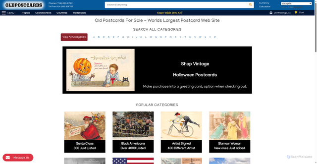 Security scan screenshot of https://www.oldpostcards.com