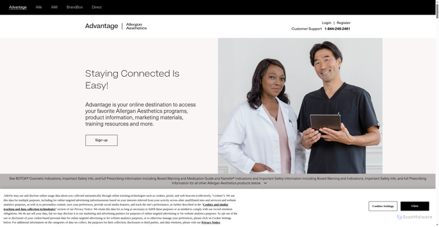 Security scan screenshot of https://allerganadvantage.com