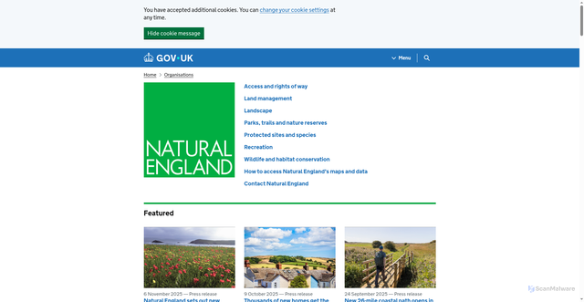 Security scan screenshot of https://www.gov.uk/government/organisations/natural-england