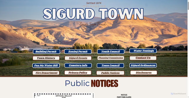Security scan screenshot of https://sigurdtown.gov/