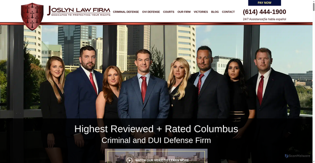 Security scan screenshot of https://www.criminalattorneycolumbus.com/