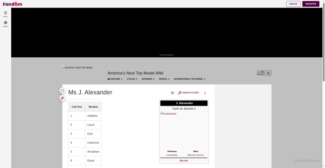 Security scan screenshot of https://antm.fandom.com/wiki/Ms_J._Alexander