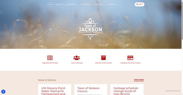 Security scan screenshot of https://townofjacksonadamswi.gov/