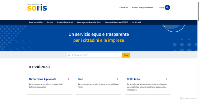Security scan screenshot of https://www.soris.torino.it