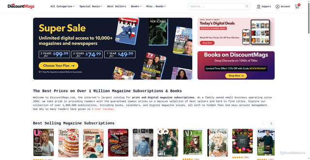 Security scan screenshot of https://www.discountmags.com