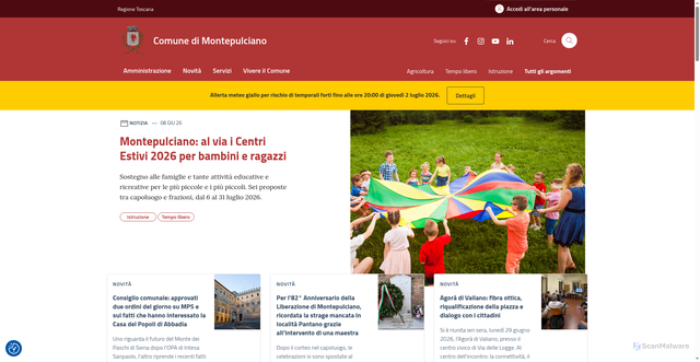 Security scan screenshot of https://www.comune.montepulciano.si.it