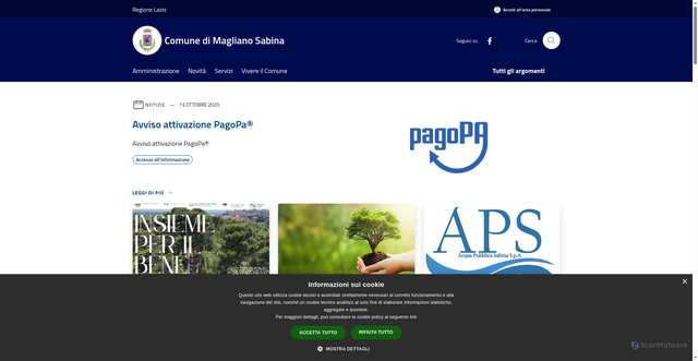 Security scan screenshot of https://www.comune.maglianosabina.ri.it/it