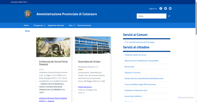 Security scan screenshot of https://www.provincia.catanzaro.it