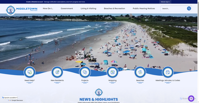 Security scan screenshot of https://middletownri.gov/