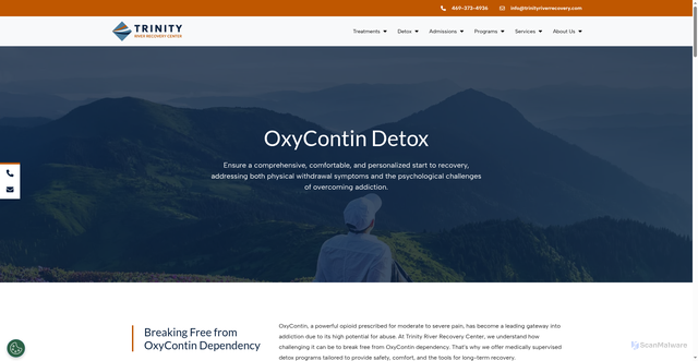 Security scan screenshot of http://trinityriverrecovery.com/oxycontin-detox/