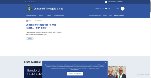 Security scan screenshot of https://comune.provagliodiseo.bs.it/
