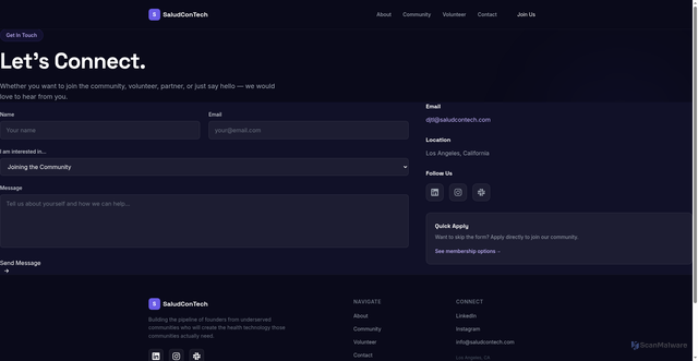 Security scan screenshot of https://saludcontech-website.pages.dev/contact/